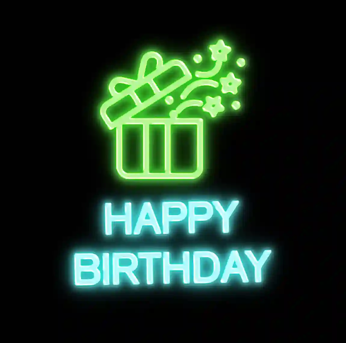 Happy Birthday with Gift Box Neon Signs