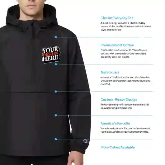 Apparel - Champion Adult Packable Anorak 1/4 Zip Jacket