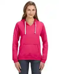 J America Ladies' Sydney Brushed V-Neck Hooded Sweatshirt