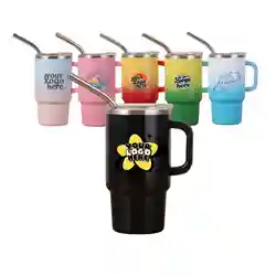 Mini stainless steel cup with straw