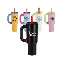 40Oz colored straw lid roller insulated cup