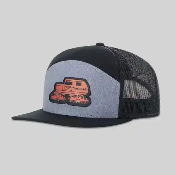 Black and gray trucker hat with orange bulldozer
