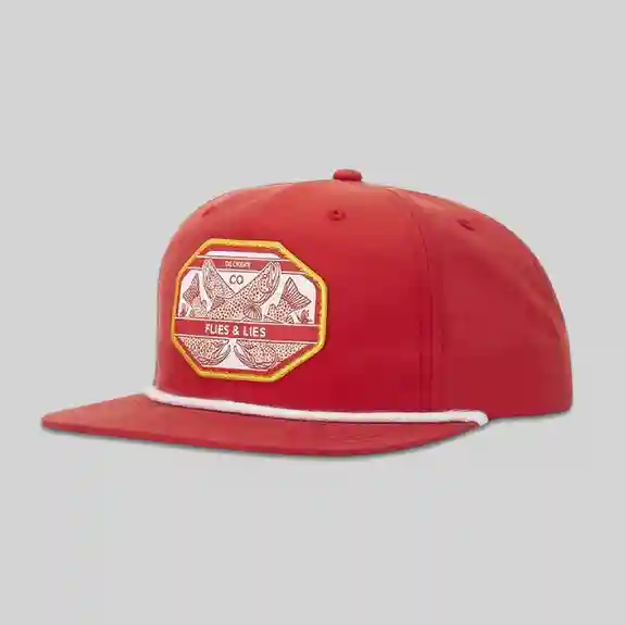 Red Umpqua cap with &amp;amp;quot;Flies &amp;amp;amp; Lies&amp;amp;quot; fishing patch logo