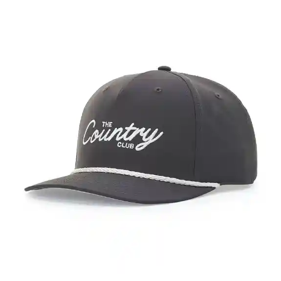 Black 5-panel rope hat with The Country Club logo