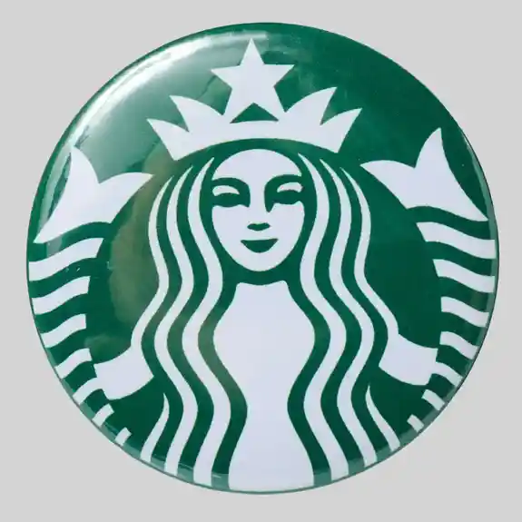 Green Starbucks logo button with siren and crown