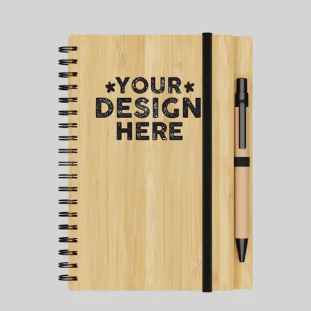 Small Engraved Bamboo Notebook & Pen