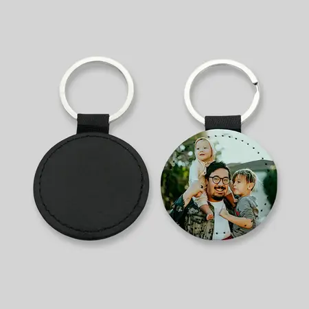 Circle Leather Keychains