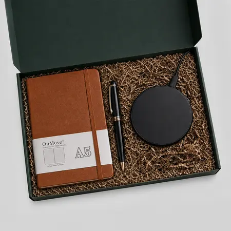 Custom Knight Solid Pen, Hardcover Leather Journals & Wireless Charger