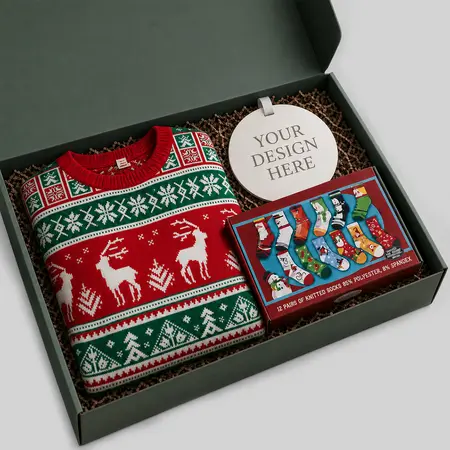 The Ultimate Christmas Cozy Bundle: Custom Ornaments, Novelty Socks & Unisex Ugly Sweater Christmas
