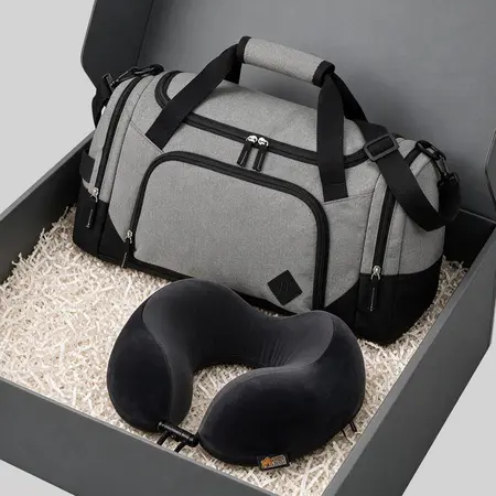 GORILLA GRIP Graphite 21 Inch Weekender Duffle Bag with Side Shoe Pocket Travel Neck Pillow for Airplanes