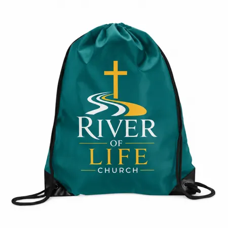 Nylon Drawstring Bags with Black Corners