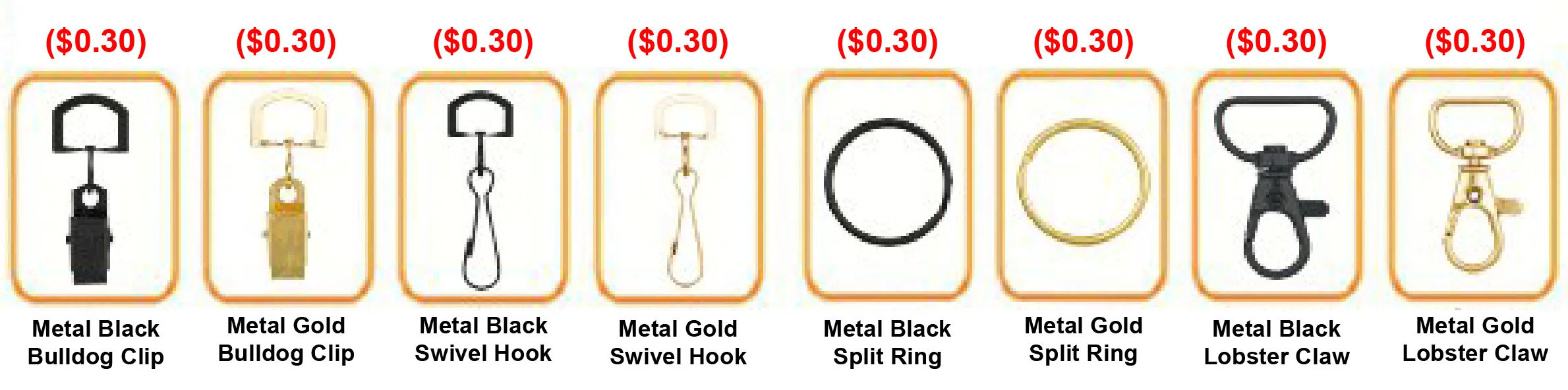 Gold & Black Metal Clip Attachment
