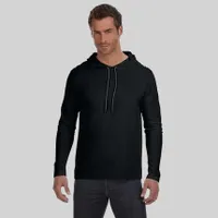 Anvil Ringspun Long-Sleeve Hooded T-Shirt - Dark/All