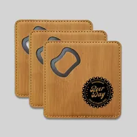 Custom Leather Bottle Opener Coaster