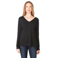 Bella   Canvas Ladies Long-Sleeve Flowy V-Neck - Dark/All
