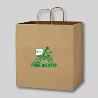 Budget Custom Kraft Paper Brown Shopping Bags - 14-x-15