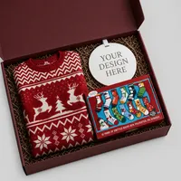 Custom Holiday Gift Set – Women's Ugly Sweater, Socks & Ornament