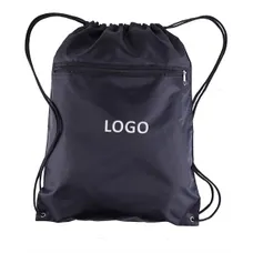 Drawstring Bags with Front Zipper Pocket