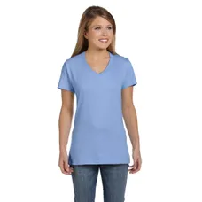 Hanes Ladies' 4.5 oz. Rungspun Cotton nano-T V-Neck T-Shirt - Dark/Colors