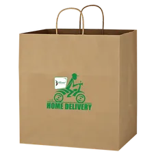 Budget Custom Kraft Paper Brown Shopping Bags - 14-x-15
