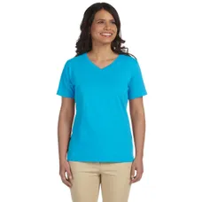 LA T Sportswear Women's Combed Ringspun V-Neck T-Shirt - Dark/Colors