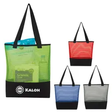 SHEER MESH PINSTRIPE TOTE BAG 