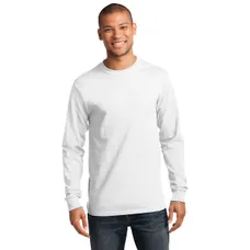 Port and Company Tall Long Sleeve Essential T-Shirt - White/Neutral