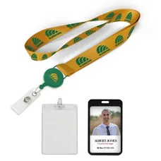 3/4" Polyester/Badge Reel/Metal Clip Lanyard Combo