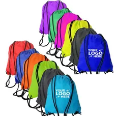 Drawstring Polyester Backpack with Triangular Corners