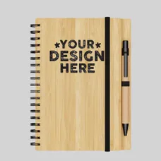 Small Engraved Bamboo Notebook & Pen