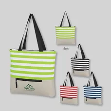 Broad Stripe Zippered Tote Bag - BG