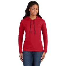 Anvil Ladies' Ringspun Long-Sleeve Hooded T- Shirt - Dark/All