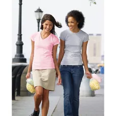 LA T Sportswear Women's Fine Jersey V-Neck Longer Length T-Shirt - Dark/Colors