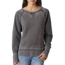 J America Ladies' Zen Contrast Crew Sweatshirt - Dark/All