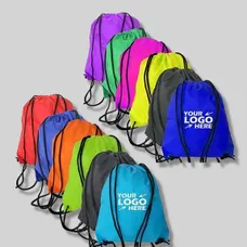 Drawstring Polyester Backpack with Triangular Corners