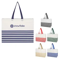 NON-WOVEN HORIZONTAL STRIPE TOTE BAG