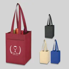 NON-WOVEN 4 BOTTLE WINE TOTE BAG