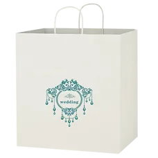 Budget Custom Kraft Paper White Shopping Bags - 14-x-15