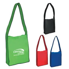 NON-WOVEN MESSENGER TOTE BAG WITH HOOK AND LOOP CLOSURE 