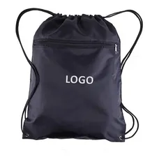 Drawstring Bags with Front Zipper Pocket - BG