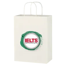 Budget Custom Kraft Paper White Shopping Bags - 10-x-13