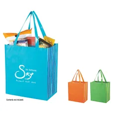 SHINY LAMINATED NON-WOVEN TROPIC SHOPPER TOTE BAG