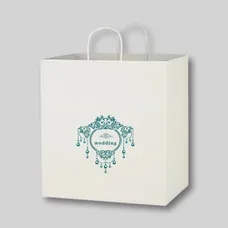 Budget Custom Kraft Paper White Shopping Bags - 14-x-15