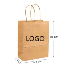 Custom Vertical Brown Kraft Paper Shopping Bag 