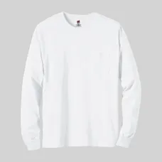Hanes 6 oz. Tagless Long-Sleeve T-Shirt with Pocket - White/Neutral