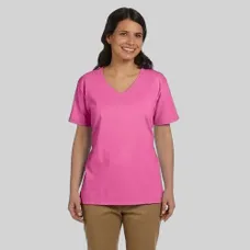 Hanes Ladies' 5.2 oz ComfortSoft V-Neck Cotton T-Shirt - Dark/Colors