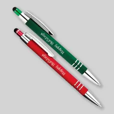 Custom Serena Stylus Soft Touch Happy Holiday Pens