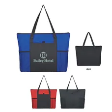 NON-WOVEN VOYAGER ZIPPERED TOTE BAG 