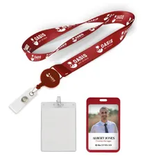 1/2" Polyester/Badge Reel Lanyard Combo-A