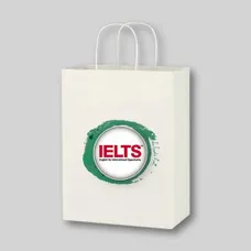 Budget Custom Kraft Paper White Shopping Bags-10-x-13 - BG